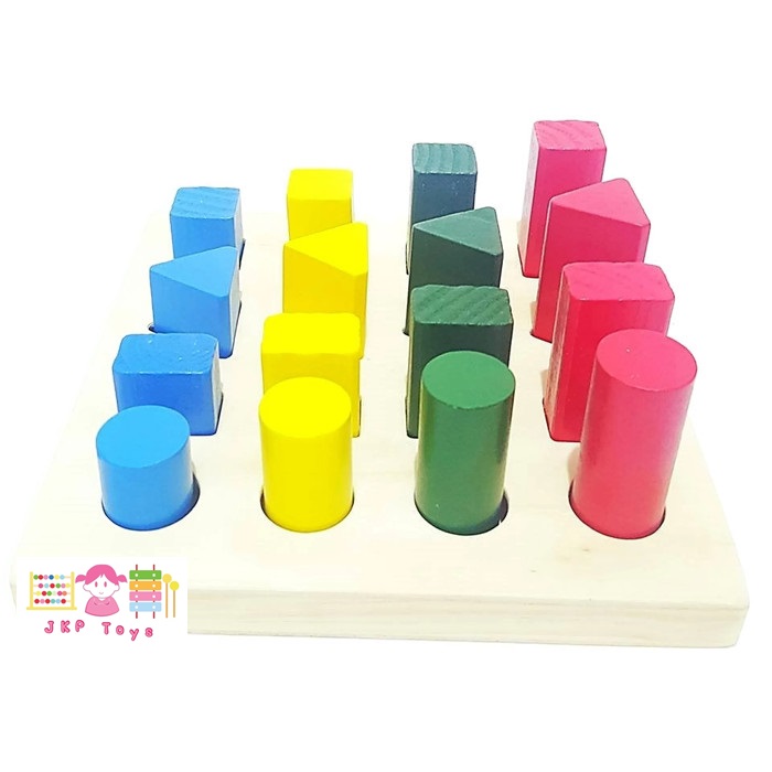 ของเล่นไม้ บล็อคไม้ รูปทรง สื่อการเรียนการสอน ใช้ใน โรงเรียนแบบ Montessori (Montessori Math Educational Toys Wooden Material)
