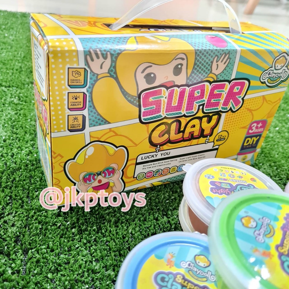 เซตดินเบาเกาหลี 12 กระปุกพร้อมคู่มือปั้นเเละอุปกรณ์ ในชุดประกอบด้วย