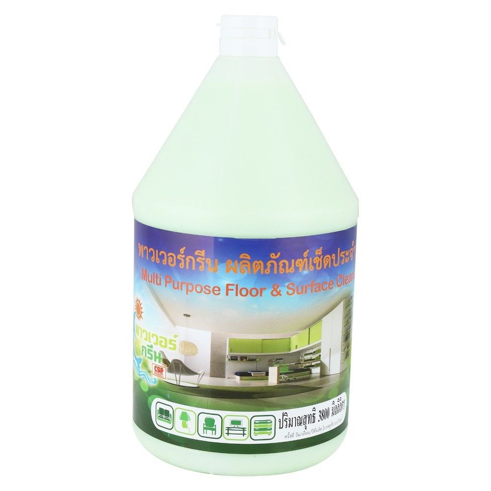 น้ำยาทำความสะอาดพื้น POWER GREEN 3.8 ลิตร สีเขียว LIQUID CLEANING FLOOR POWER GREEN 3.8L GREEN