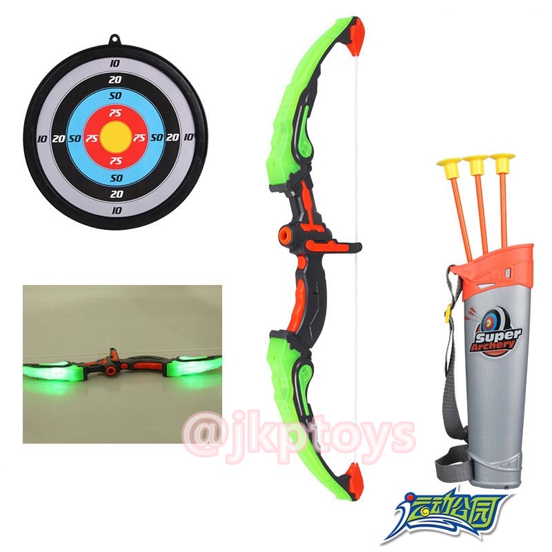 🎯ของเล่นเด็กธนู สำหรับเด็ก มีไฟ พร้อมลูกธนู มีจุ๊บติดกำแพง และเป้ายิง (พลาสติก)