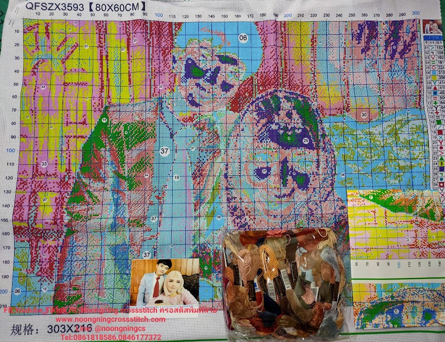 ครอสติส สั่งทํา 60x80ซม รูปคนที่เรารัก ชุดปักครอสติส พิมพ์ลาย ครอสติสจีน งานฝีมือทำที่บ้าน DIY