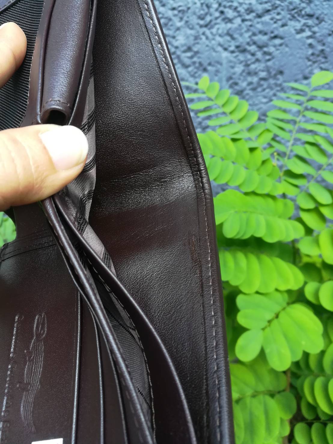 กระเป๋าหนังจระเข้แท้(หนังท้อง) สีน้ำตาล (ซับในมีตำหนิ)