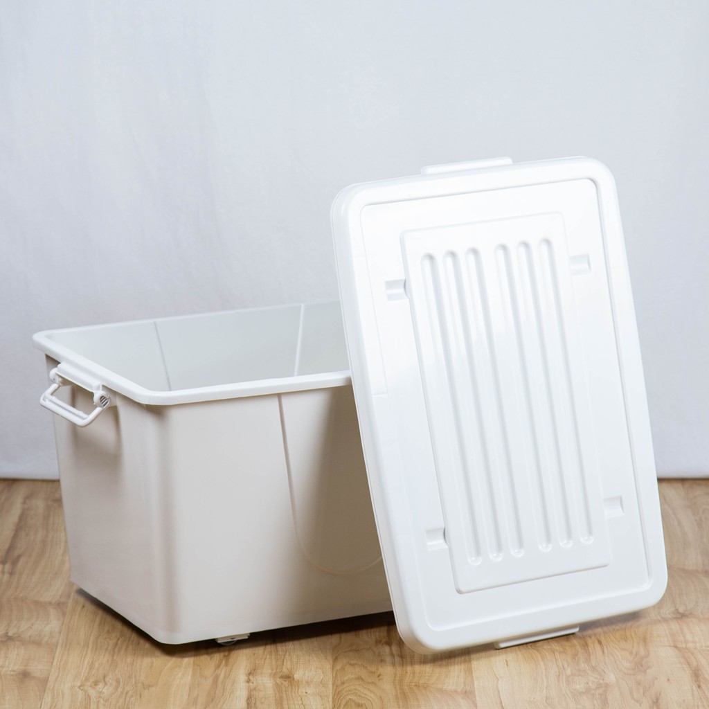 กล่องพลาสติกมีล้อ ลังพลาสติก ขนาด 100 ลิตร (No.303 ขาวครีม)