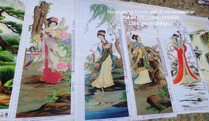 นกยูง ชุดปักครอสติส พิมพ์ลาย ครอสติสจีน งานฝีมือทำที่บ้าน DIY