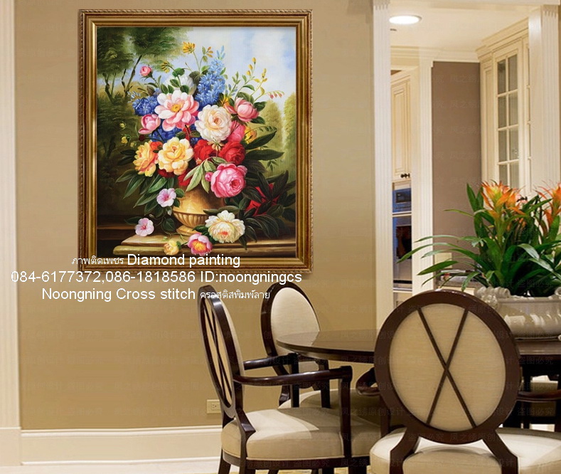 ดอกกุหลาบ ครอสติสคริสตัล Diamond painting โมเสก ภาพติดเพชร งานฝีมือ DIY