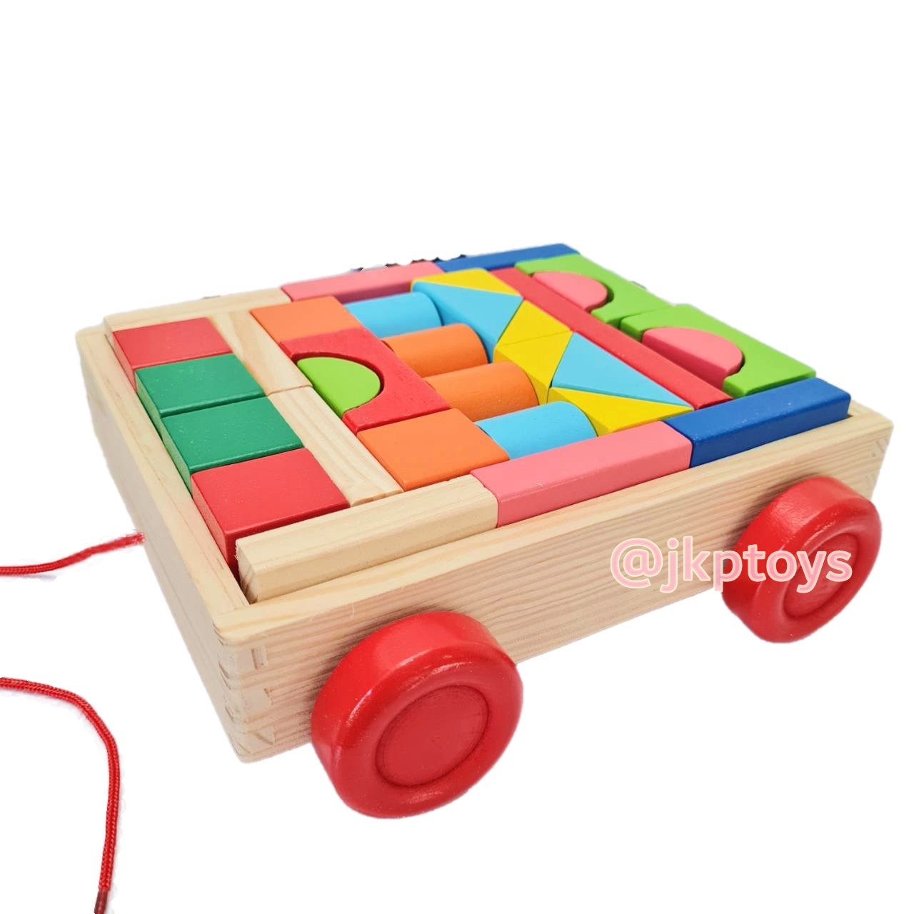 ของเล่นไม้เสริมพัฒนาการ รถลาก บล็อคไม้ 32 ชิ้น