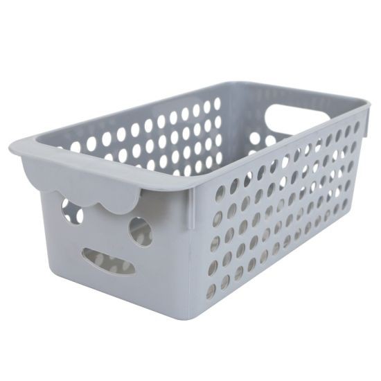 KASSA HOME ตะกร้าพลาสติกทรงเหลี่ยม 301 รุ่น No.3149 ขนาด 13 x 26 x 9 ซม. สีเทา