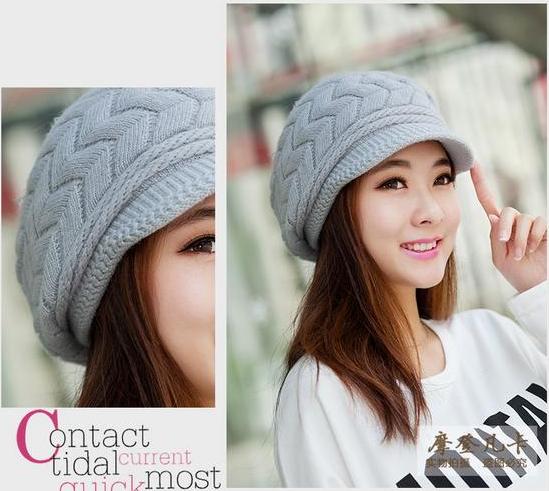 หมวกไหมพรมทรงเเก็ปสีเทาคลาสสิคด้านในบุขน(พร้อมส่ง)(Free Size)