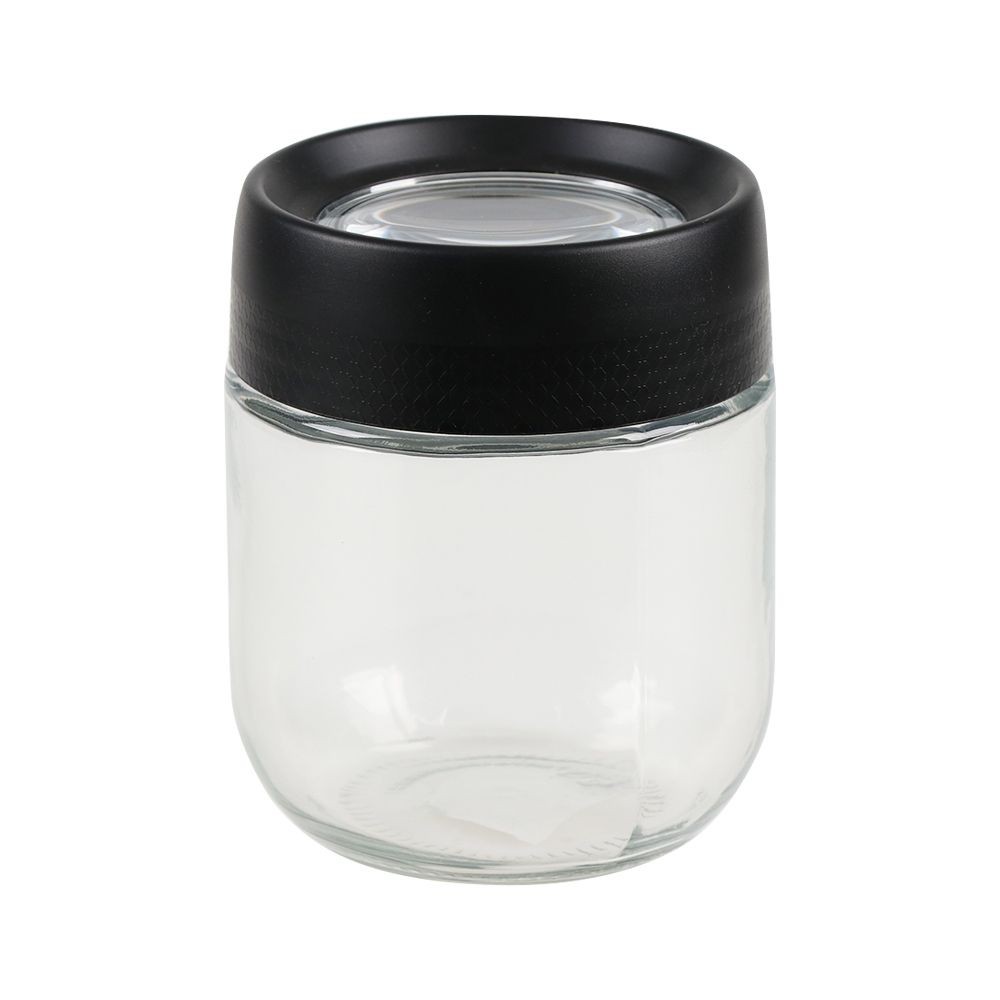 ขวดโหลแก้วฝาเกลียว MAGNIFF 0.35 ลิตร สีดำ GLASS ROUND 0.35L SCREW LID MAGNIFF