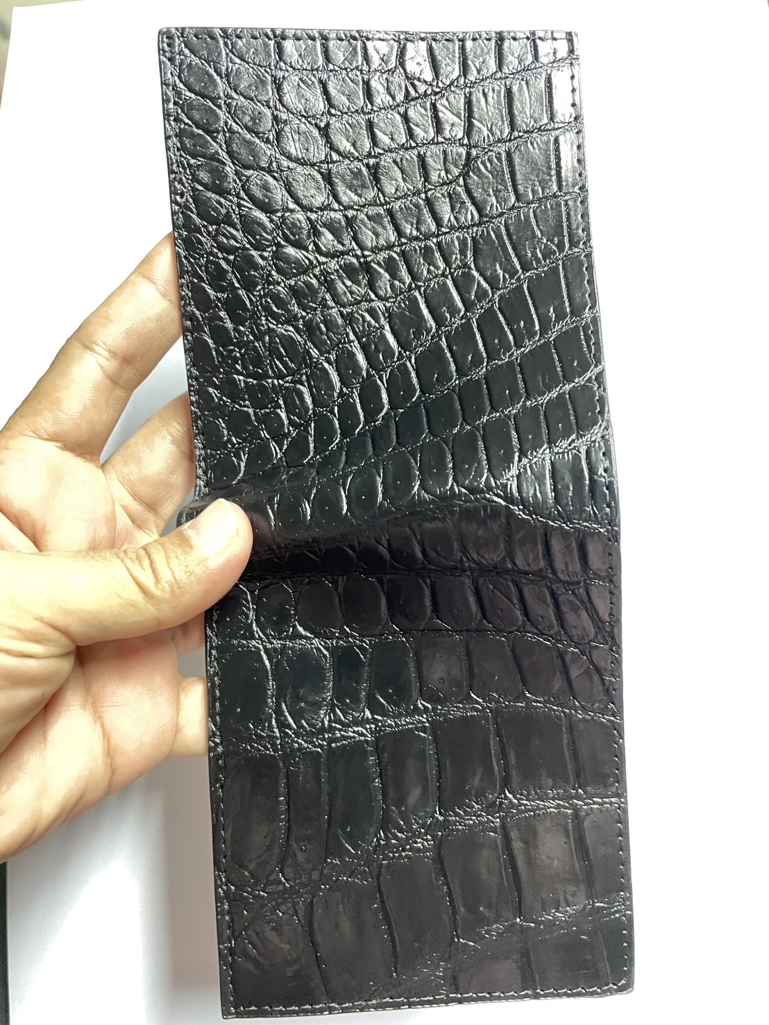 กระเป๋าหนังจระเข้แท้(หนังท้อง) สีดำ