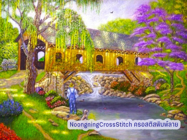 สะพานอันสวยงาม ครอสติสคริสตัล Diamond painting โมเสก ภาพติดเพชร งานฝีมือทำที่บ้าน DIY