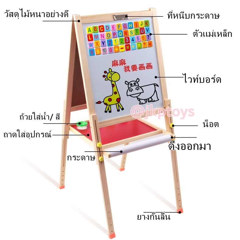 กระดานไวท์บอร์ด+กระดานดำ เเม่เหล็กสูง 60-150 cm.