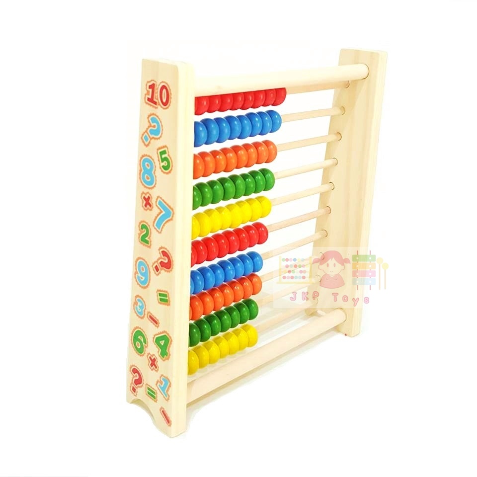 ของเล่นไม้เสริมพัฒนาการ ลูกคิด 10 แถว สอนนับเลข ขนาดเล็ก ใช้ตัั้งโต๊ะเล่นได้