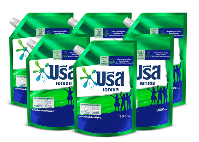 [ส่งฟรี] Breeze Excel Liquid 1500 ml x 6 บรีส เอ็กเซล ลิควิด น้ำยาซักผ้า 1500 มล x6