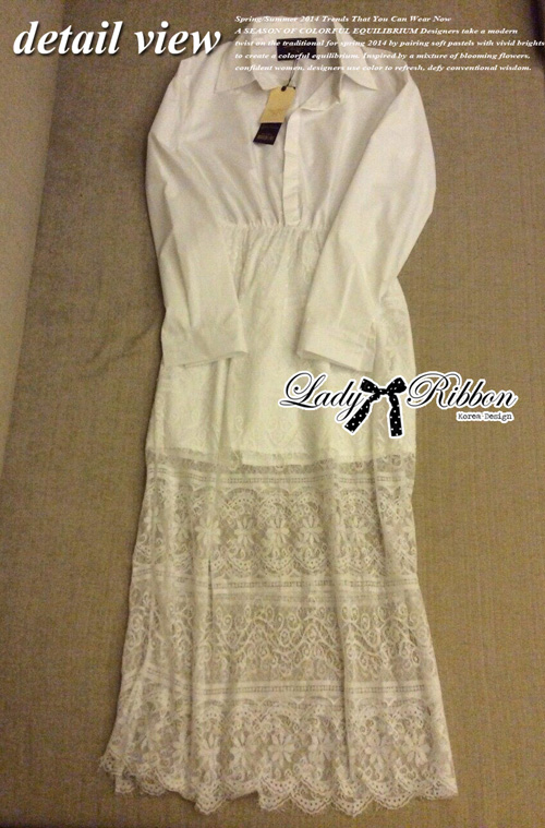 SALE++D7377**อก36**แมกซี่ลูกไม้ทรงเชิ้ตเเขนยาว ตัวเสื้อเป็นผ้าคอตตอลตัดต่อลูกไม้สไตล์วินเทจ กระโปรงมินิเดรสสั้นทับด้วยลูกไม้ซีทรู ลุคสาวหวานเเอบเปรี้ยวสุดชิค ผู้ดีด้วยลูกไม้สไตล์วินเทจ เนื้อผ้า เสื้อ Cotton 100% ตัดต่อ Lace 100% ดีเทลลูกไม้