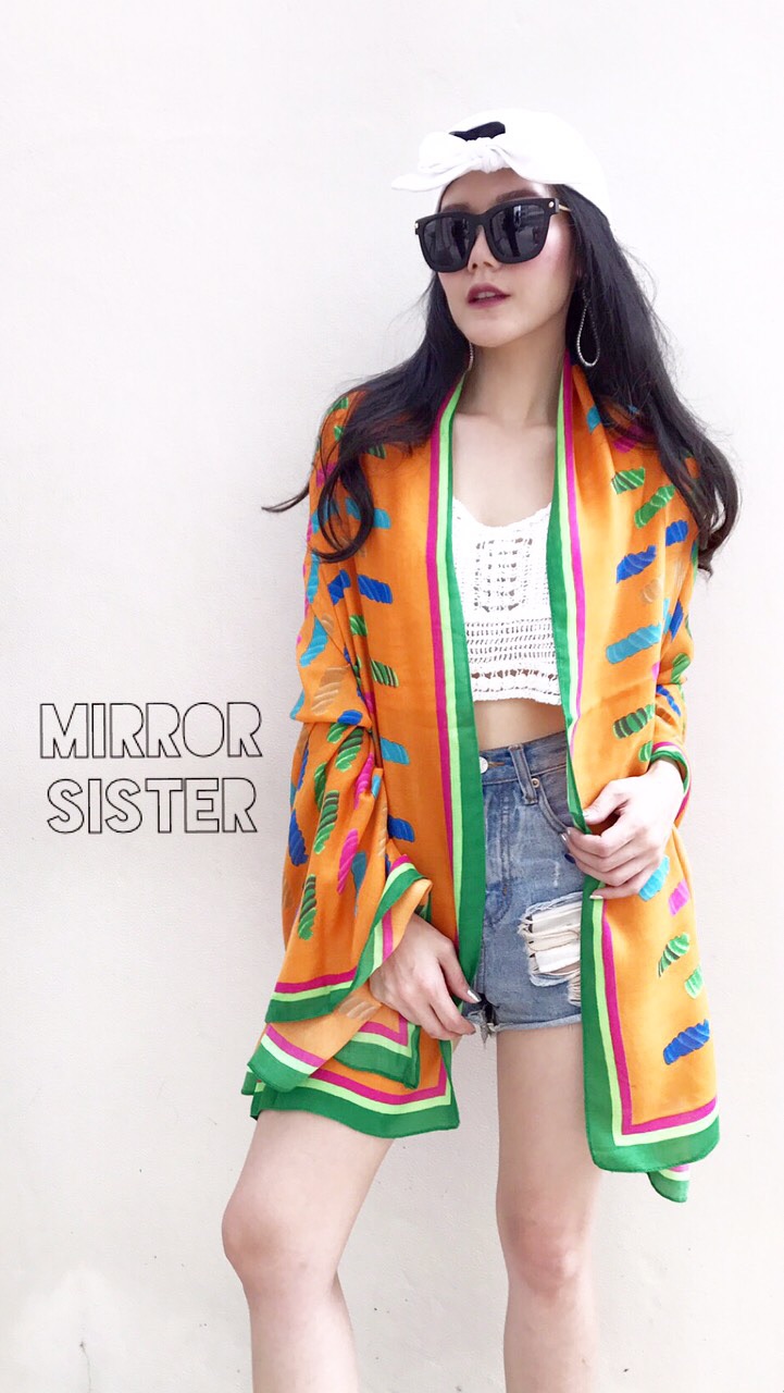 Sale ++B2380**ผ้าพันคอลาย Collection สีคัลเลอร์ฟูลสุดแซ่บ เนื้อผ้า Cashmere นุ่ม กว้าง 35 ยาว 70