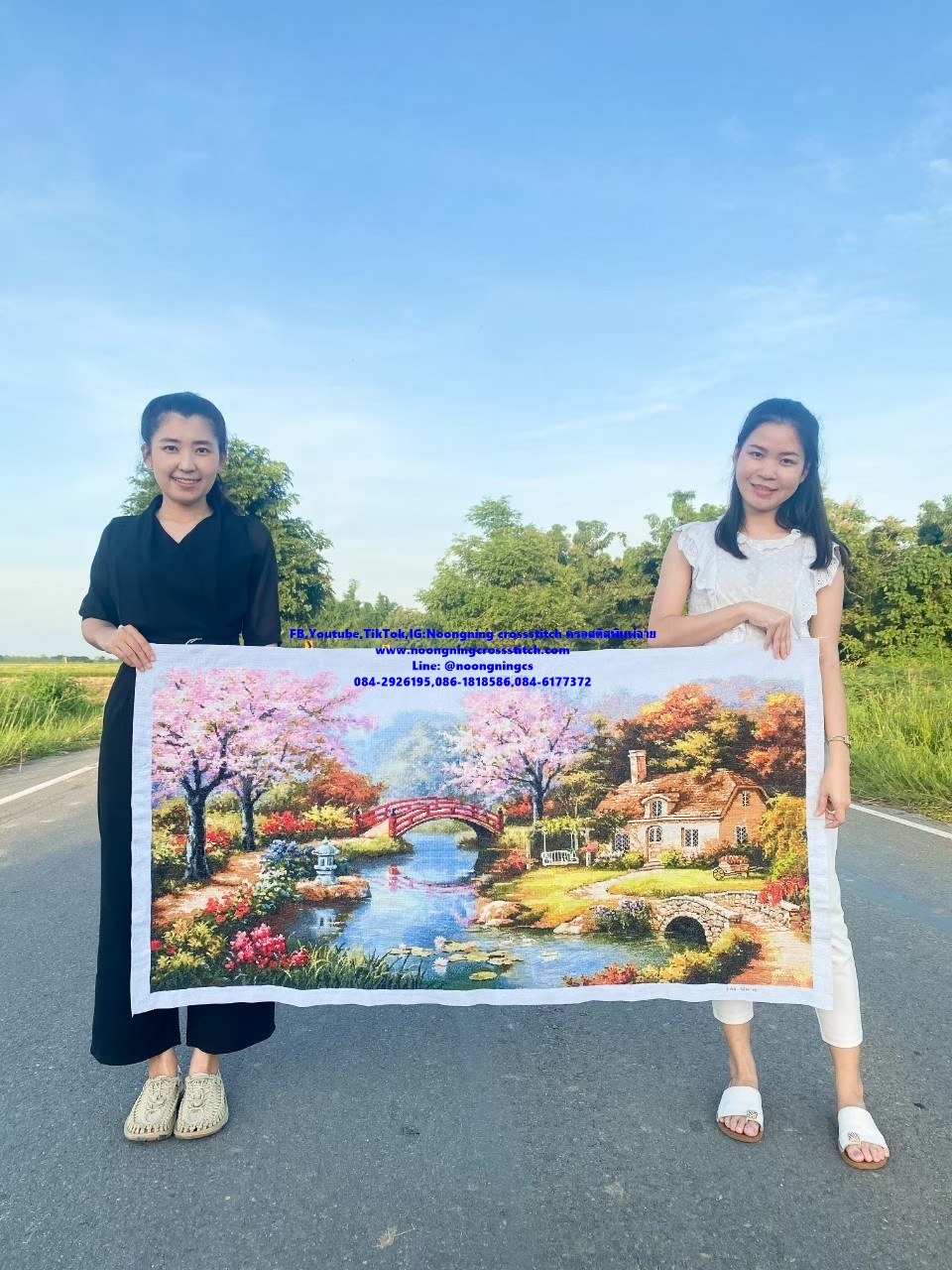 นก ดอกไม้สวยงาม ชุดปักครอสติช พิมพ์ลาย ครอสติสจีน งานฝีมือ DIY