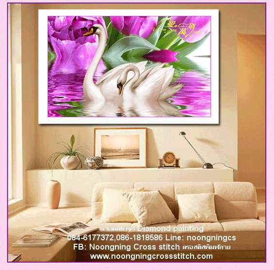 ดอกกุหลาบ ครอสติสคริสตัล Diamond painting โมเสก ภาพติดเพชร งานฝีมือ DIY