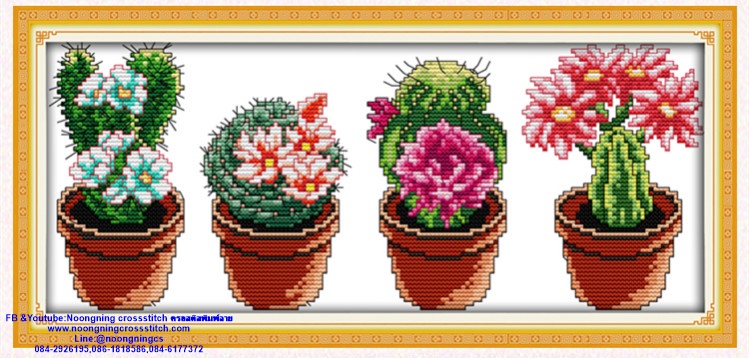 กระบองเพชร ชุดปักครอสติส พิมพ์ลาย ครอสติสจีน งานฝีมือทำที่บ้าน DIY