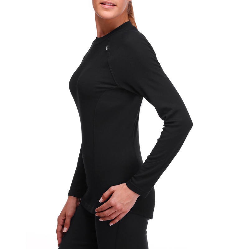 เสื้อตัวในผู้หญิงสำหรับใส่เล่นสกีรุ่น SIMPLE WARM (สีดำ)