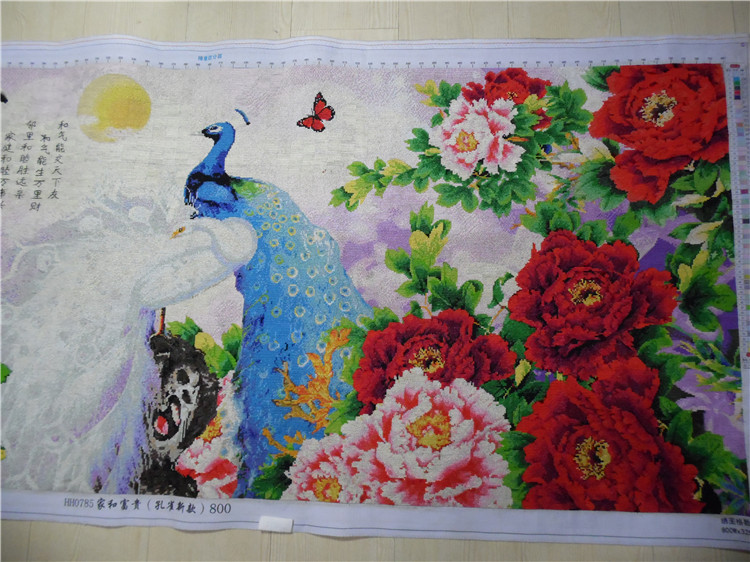 นกยูง ชุดปักครอสติช พิมพ์ลาย ชุดปักครอสติช พิมพ์ลาย ครอสติสจีน งานฝีมือ DIY