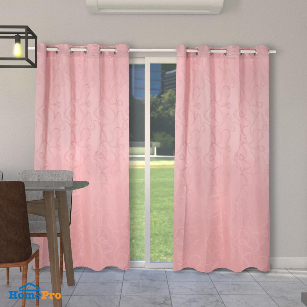 ผ้าม่าน EYELET CHILD FREEDOM STYLE RIBBON UV 145X220 ซม. สีชมพู ผ้าม่านประตู CURTAIN ผ้าม่านและมู่ลี่