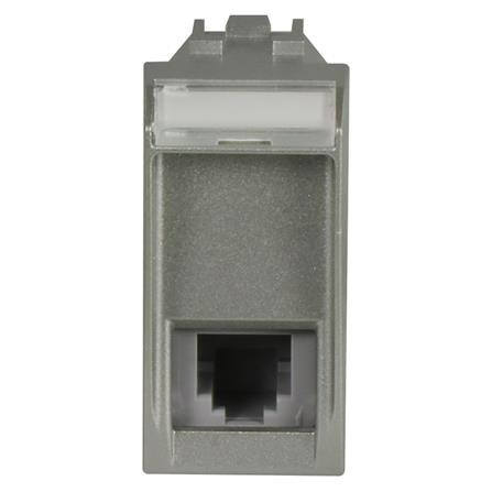 เต้ารับโทรศัพท์ B-TICINO NT4258/11N LIGHT TECH 6P/4C สีเงิน ผลิตจากทองเหลืองอย่างดีไม่บิดงอง่าย