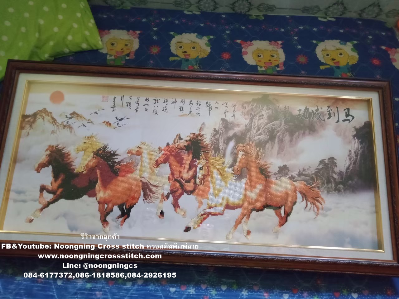 กวางขาวในป่าหิมะ ครอสติสคริสตัล Diamond painting โมเสก ภาพติดเพชร งานฝีมือ DIY