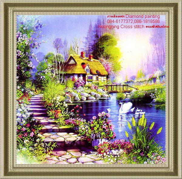 ทิวทัศน์ ครอสติสคริสตัล Diamond painting โมเสก ภาพติดเพชร งานฝีมือ DIY