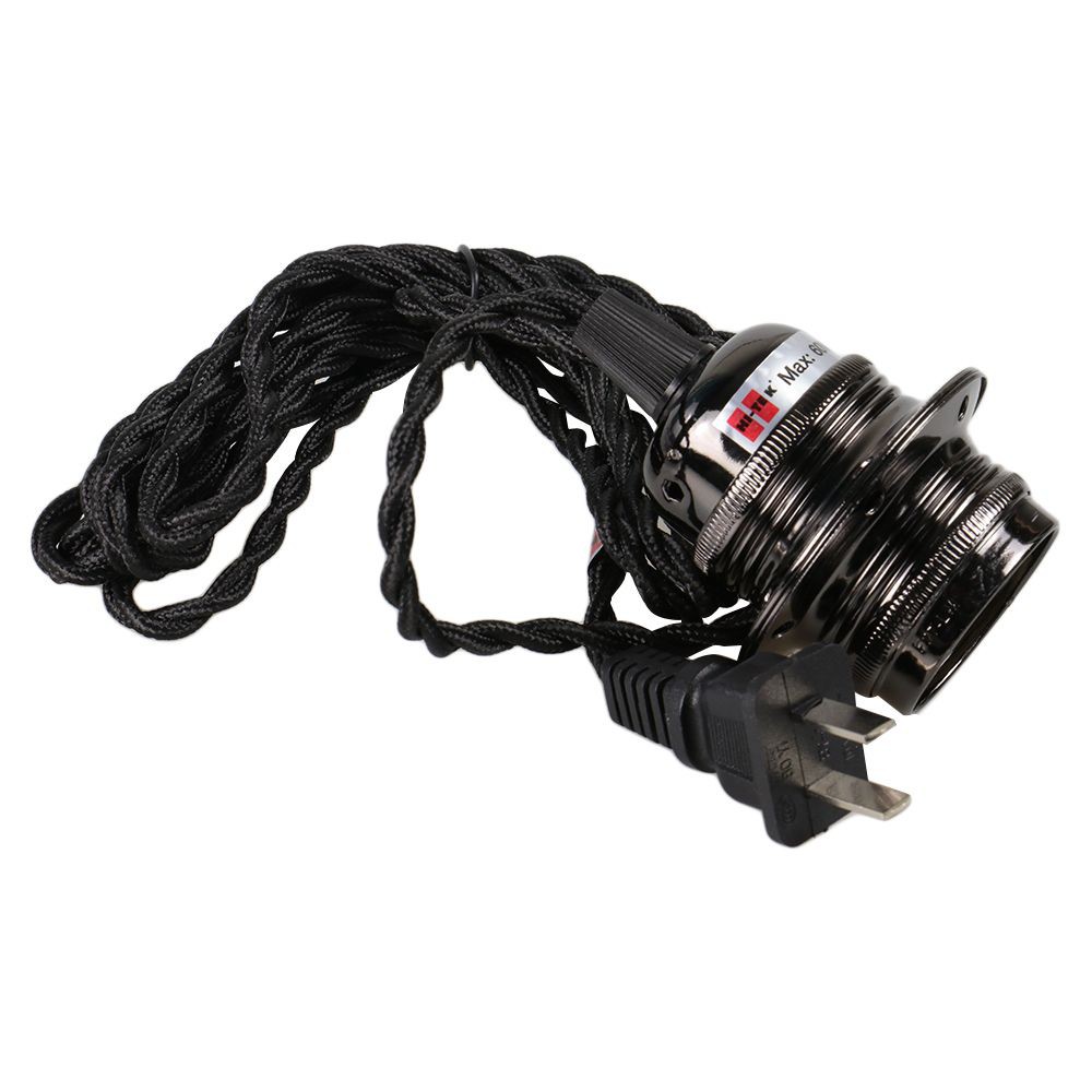 ชุดขั้วหลอดวินเทจ HI-TEK มาตรฐาน E27 สีดำเมทัลลิก RETRO LAMP HOLDER SET STANDARD HI-TEK E27 METALLIC BLACK