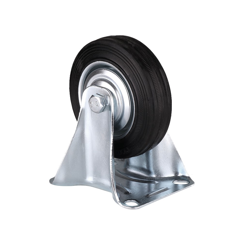 อะไหล่ เฟอร์นิเจอร์ ลูกล้อ RUBBER BLACK FITT แป้นตาย 4" 037100 RIGID CASTER WHEEL 4" FITT 037100 RUBBER BLACK