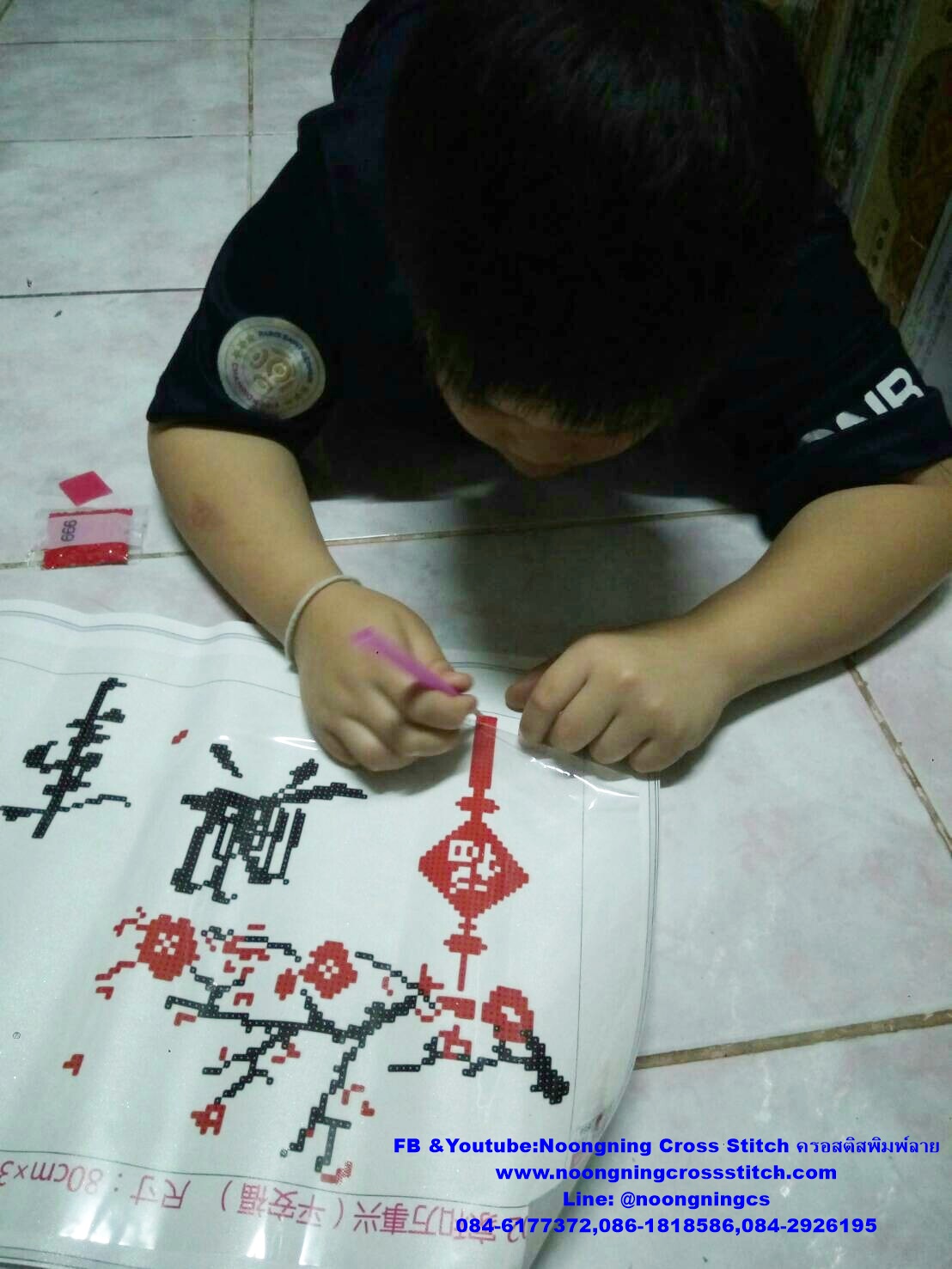 ช้างแม่ลูก ครอสติสคริสตัล Diamond painting โมเสก ภาพติดเพชร งานฝีมือทำที่บ้าน DIY