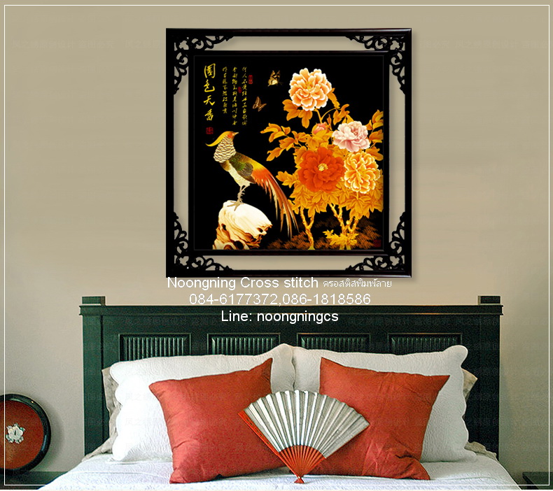 ดอกไม้ชุดปักครอสติช พิมพ์ลาย ครอสติสจีน งานฝีมือ DIY