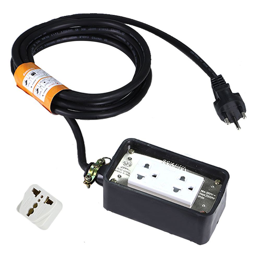 บล็อคยาง 2x4 พร้อมสาย VCT 3x1.5ตร.มม. 3ม. RUBBER SOCKET BOX WITH GROUND SOKAWA VCT 2X4 3x1.5 3M