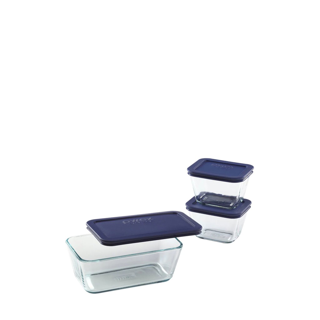 PYREX ชุดแก้วถนอมอาหารทรงเหลี่ยมพร้อมฝา 6 ชิ้น (3 กล่อง)