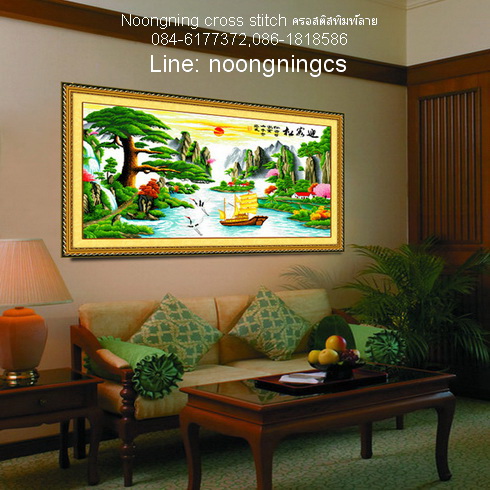 วิวบ้าน ชุดปักครอสติช พิมพ์ลาย ครอสติสจีน งานฝีมือ DIY