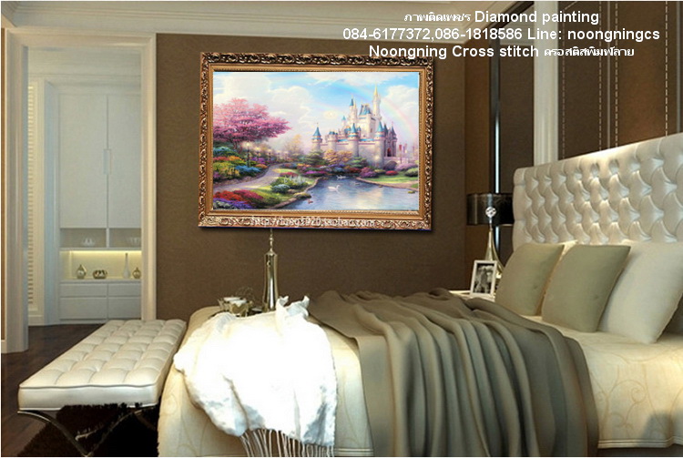 ปราสาทริมน้ำ ครอสติสคริสตัล Diamond painting โมเสก ภาพติดเพชร งานฝีมือ DIY