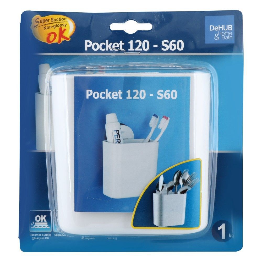 ที่ใส่อุปกรณ์ในครัวสุญญากาศ DEHUB PKT120-WH60 สีขาว HANGING SHELF PLASTIC KITCHEN UTENSIL DEHUB PKT120-WH60