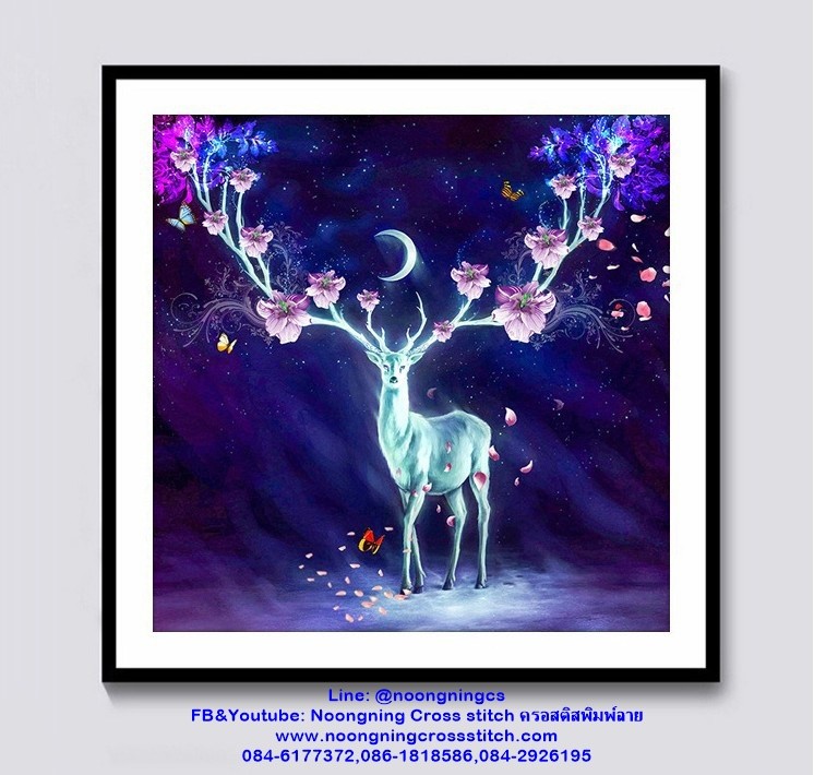 กวางมงคล ครอสติสคริสตัล Diamond painting โมเสก ภาพติดเพชร งานฝีมือ DIY