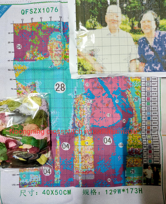 ครอสติส สั่งทํา 40x50ซม รูปพ่อแม่ที่รัก ชุดปักครอสติส พิมพ์ลาย ครอสติสจีน งานฝีมือทำที่บ้าน DIY