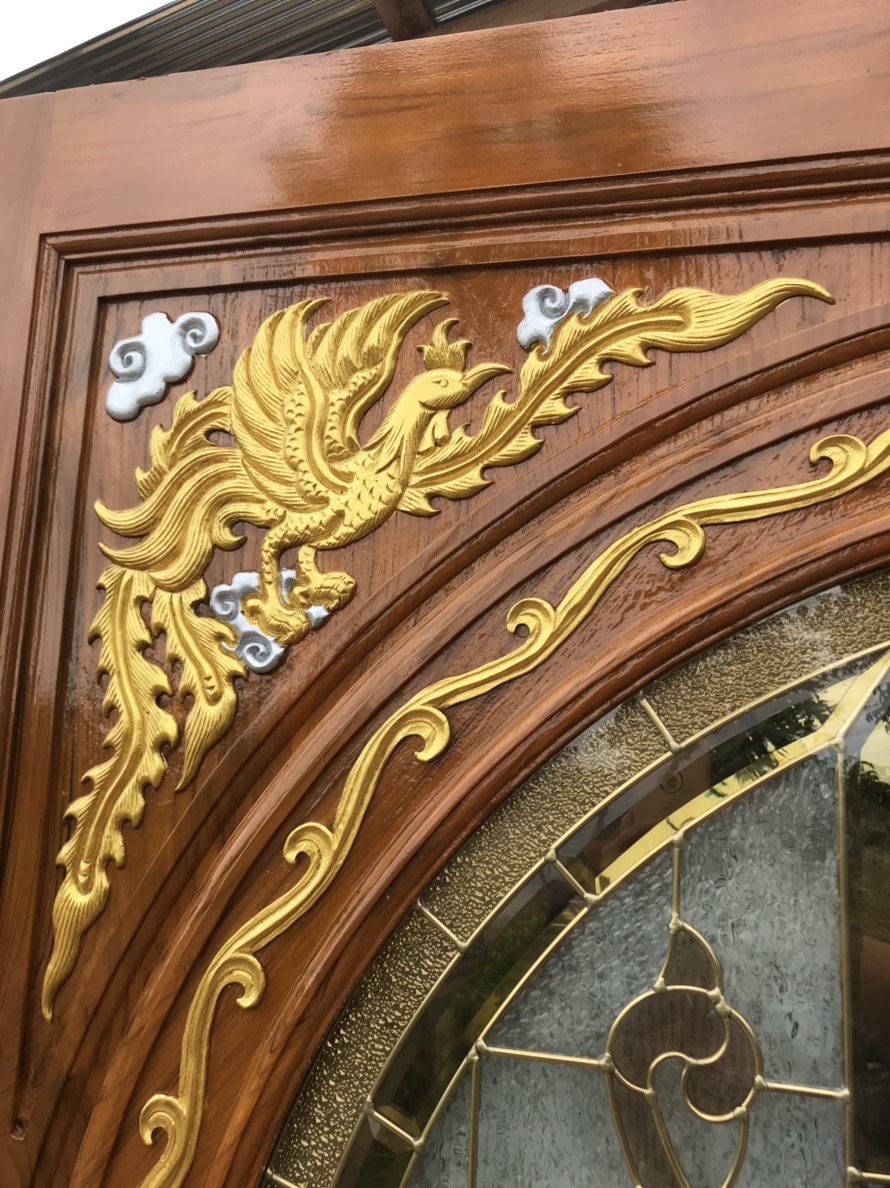 ประตูไม้สักกระจกนิรภัย GBBB - 122