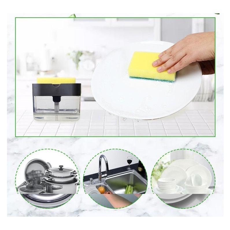 below99 2in1 ที่ใส่น้ำยาล้างจาน พร้อมที่วางฟองน้ำ แค่กดน้ำยาล้างจานก็ออกมา กด ปั้ม ล้าง สะดวก รุ่น 5281