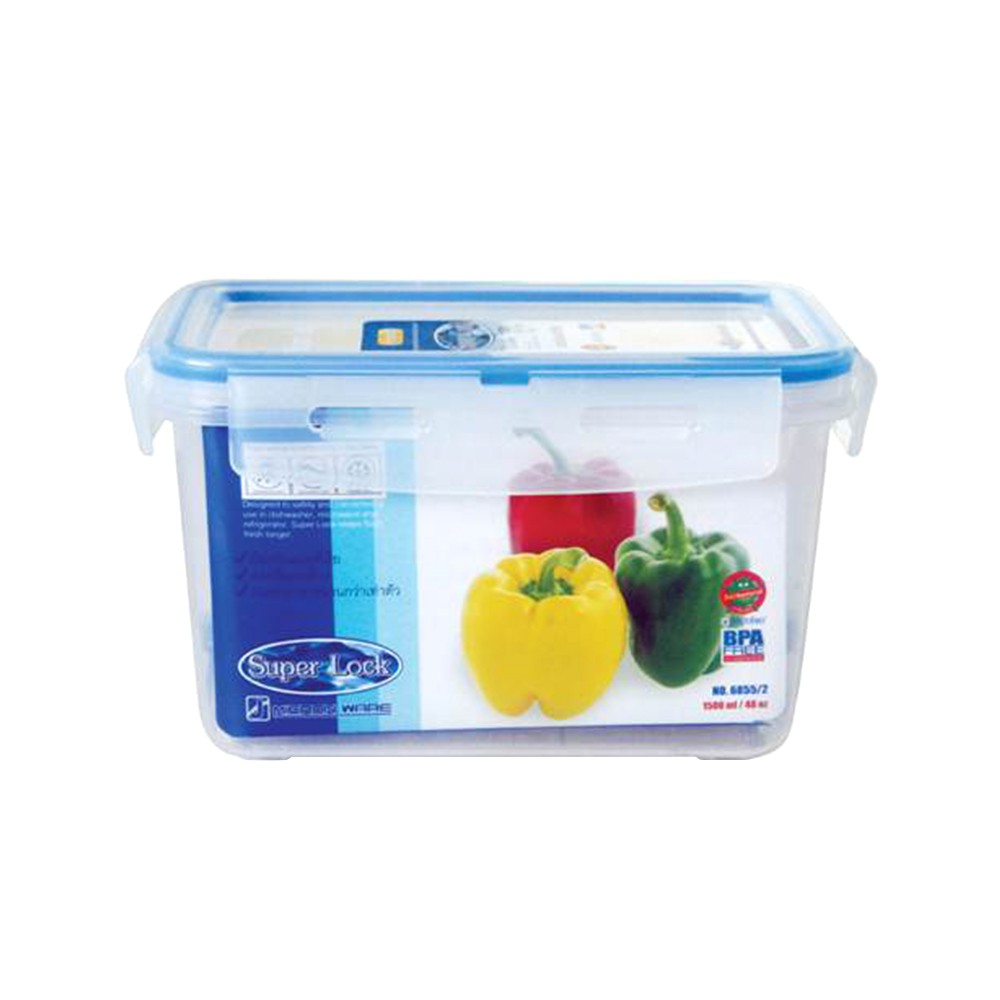 กล่องอาหารเหลี่ยม 1.5 ลิตร SUPER ลิตรOCK 6855/2 FOOD CONTAINER SUPER LOCK 6855/2 1.5L RECTANGLE