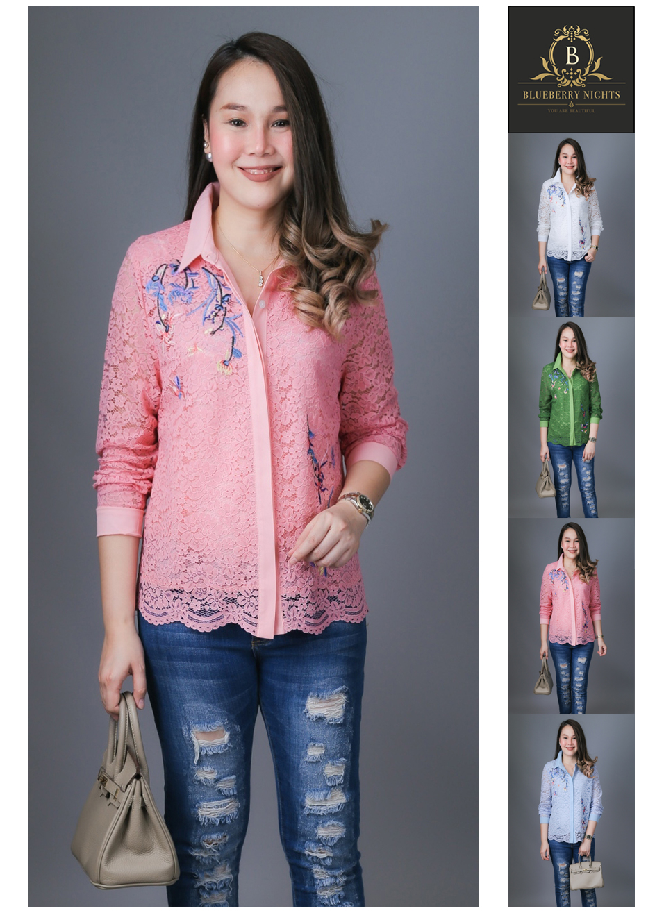 Sale+++B3629 เสื้อเชิ้ตลูกไม้อิตาลีปักลายดอกไม้ ผ้าลูกไม้อิตาลีเกรดพรีเมี่ยมเนื้อนุ่มเบาใส่สบายมากค่ะ แพทเทิร์นเสื้อเชิ้ตกระดุมหน้ายาวตลอด ดีเทลด้านหน้าปักดิ้นลายดอกไม้สวยหรูค่ะ มีซับในทั้งตัว ♡เหมาะสำหรับสาวๆรอบอก(36-44)♡ รุ่นใหม่ ขายดีมากๆ