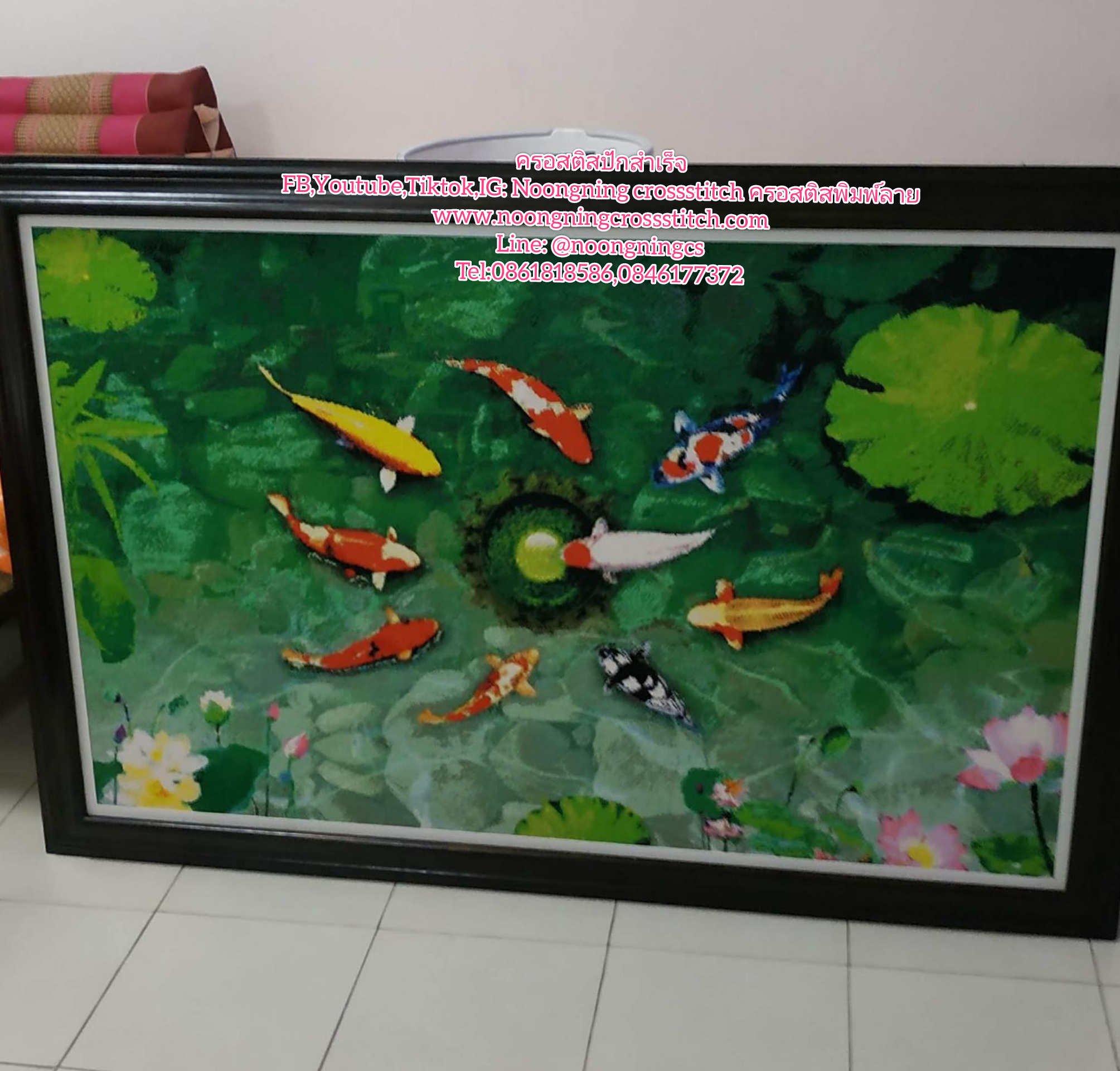 นกฟินิกซ์ ปลาคราฟ นกกระเรียน มงคล ชุดปักครอสติส พิมพ์ลาย ครอสติสจีน งานฝีมือทำที่บ้าน DIY