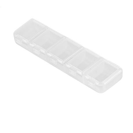 ตลับพลาสติก 5 ช่อง PB53W ตลับยา กล่องยา กล่องใส่ซิมการ์ด ตลับเก็บซิมการ์ด