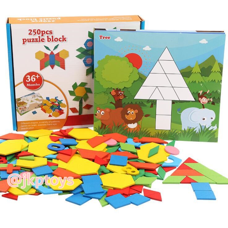ของเล่นไม้เสริมพัฒนาการตัวต่อ tangram 250 ชิ้น