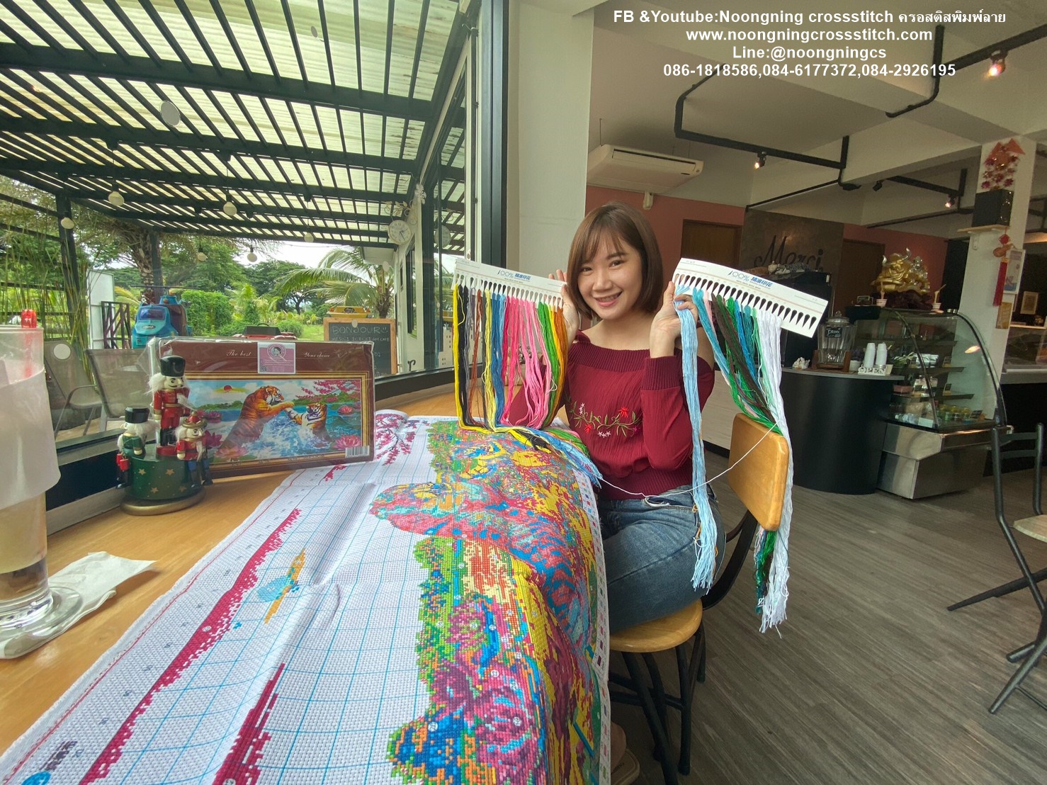 ช่อดอกทานตะวัน ชุดปักครอสติช พิมพ์ลาย ครอสติสจีน งานฝีมือ DIY