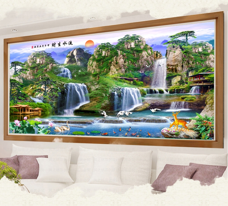 น้ำตก ชุดปักครอสติส พิมพ์ลาย ครอสติสจีน งานฝีมือทำที่บ้าน DIY