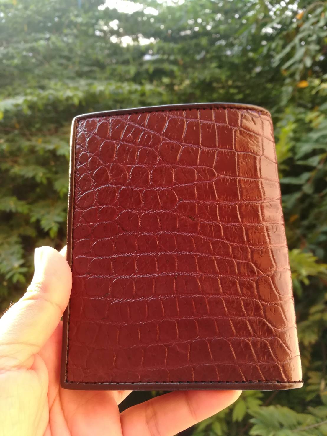 กระเป๋าหนังจระเข้แท้ทรงตั้ง หนังท้อง